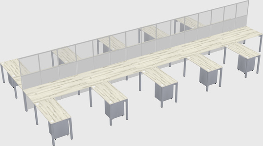 Shared l-shape cubicle
