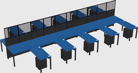 Shared l-shape cubicle