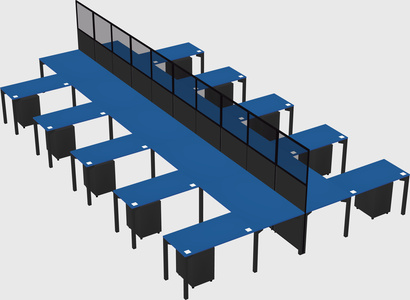 Shared l-shape cubicle