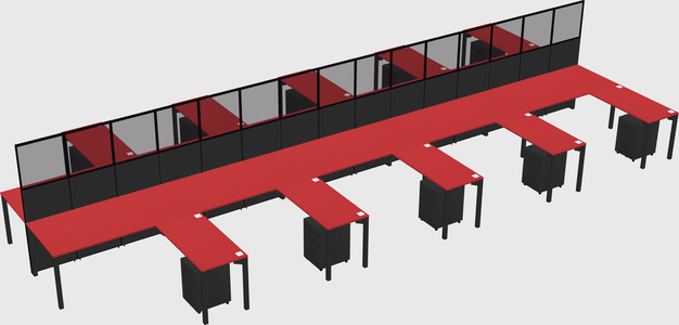 Shared l-shape cubicle