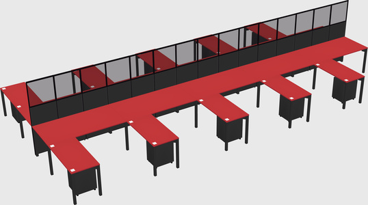 Shared l-shape cubicle