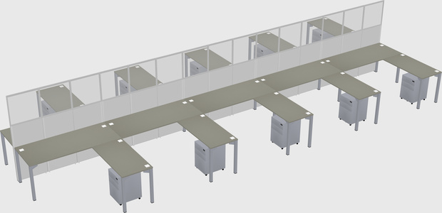 Shared l-shape cubicle