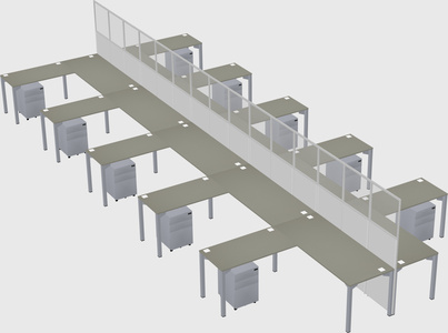 Shared l-shape cubicle