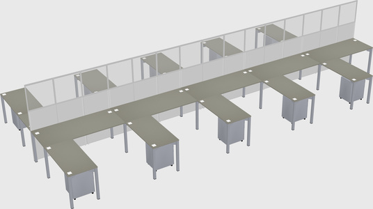 Shared l-shape cubicle
