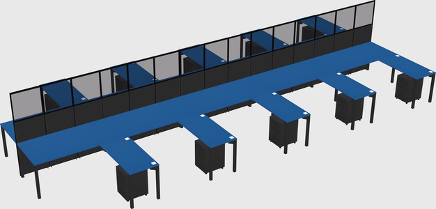 Shared l-shape cubicle