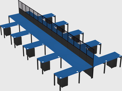 Shared l-shape cubicle