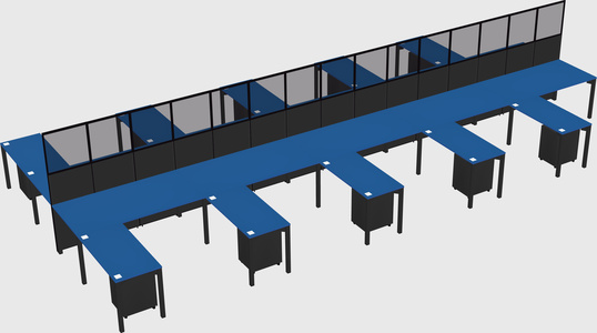 Shared l-shape cubicle