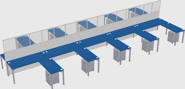 Shared l-shape cubicle