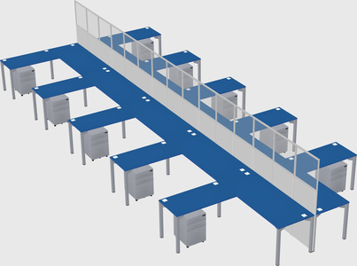 Shared l-shape cubicle