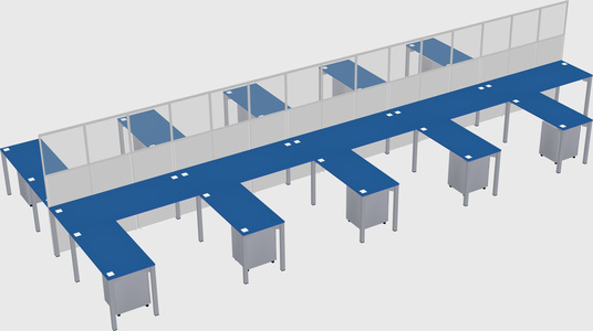 Shared l-shape cubicle