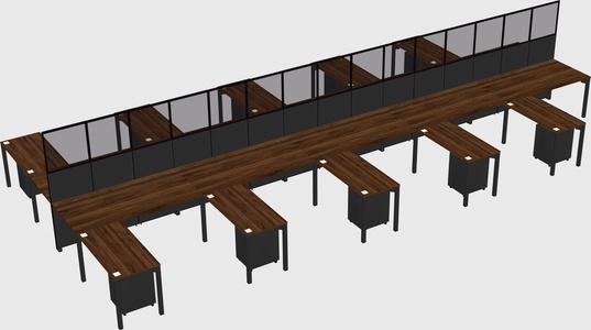 Shared l-shape cubicle