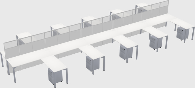 Shared l-shape cubicle
