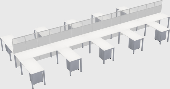 Shared l-shape cubicle
