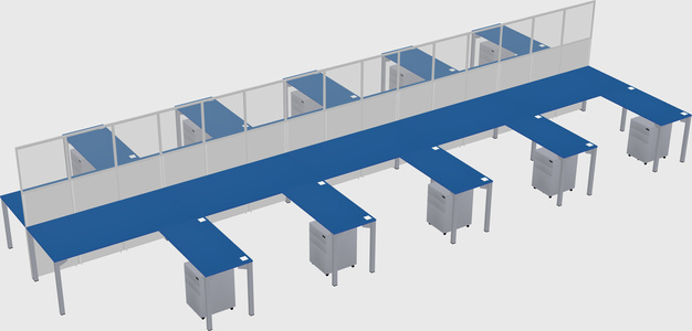 Shared l-shape cubicle