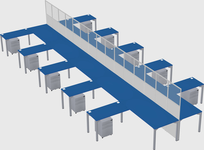 Shared l-shape cubicle