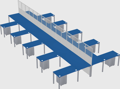 Shared l-shape cubicle