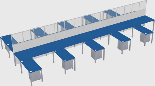 Shared l-shape cubicle