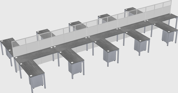 Shared l-shape cubicle