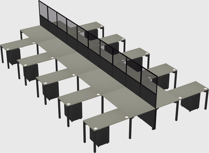 Shared l-shape cubicle