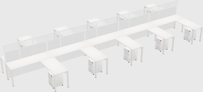 Shared l-shape cubicle