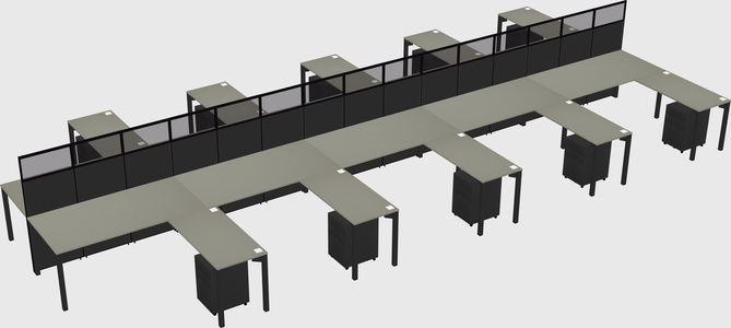 Shared l-shape cubicle