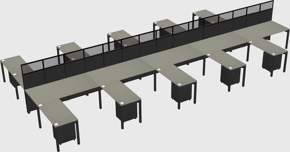 Shared l-shape cubicle
