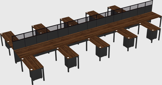 Shared l-shape cubicle