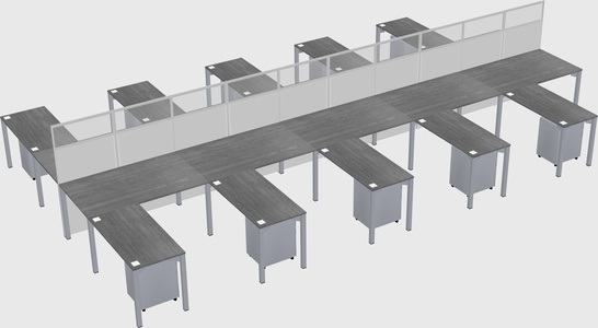 Shared l-shape cubicle