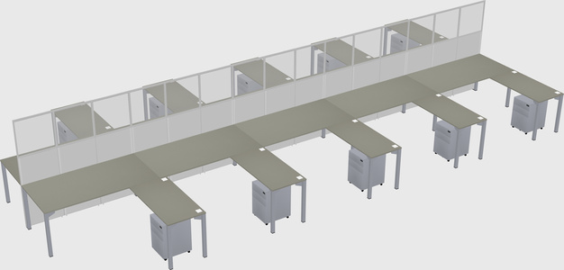 Shared l-shape cubicle