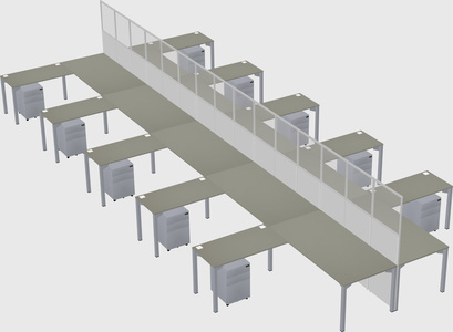 Shared l-shape cubicle