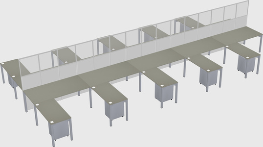 Shared l-shape cubicle