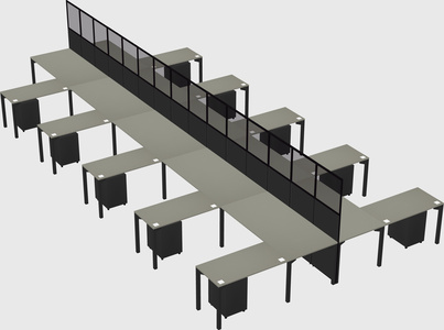 Shared l-shape cubicle