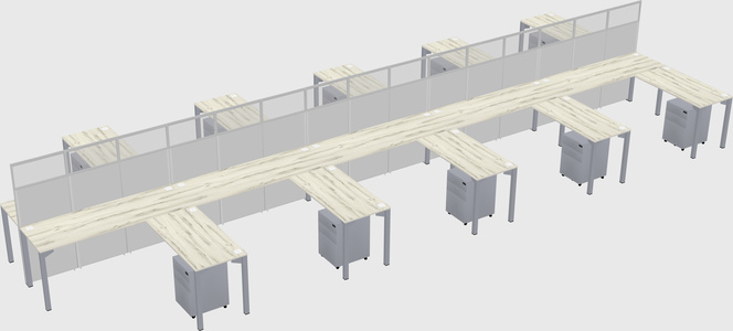 Shared l-shape cubicle