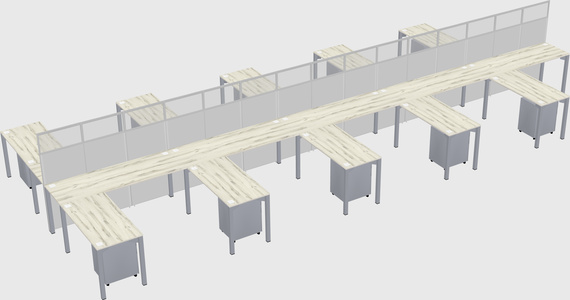 Shared l-shape cubicle