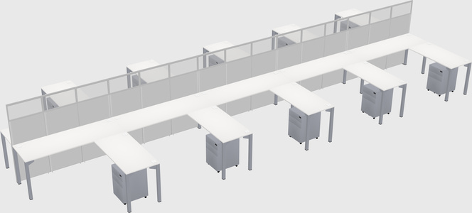 Shared l-shape cubicle