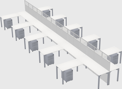 Shared l-shape cubicle