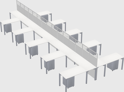Shared l-shape cubicle