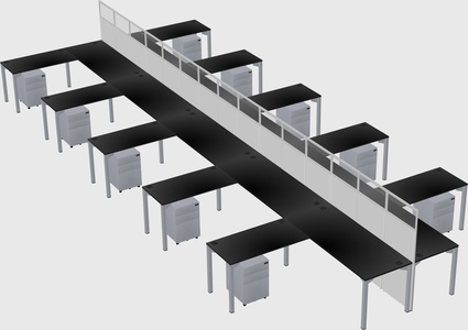 Shared l-shape cubicle