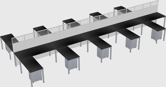 Shared l-shape cubicle