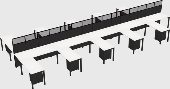 Shared l-shape cubicle