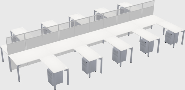 Shared l-shape cubicle