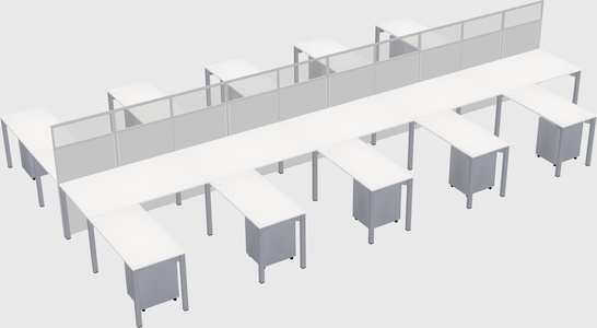 Shared l-shape cubicle
