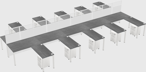 Shared l-shape cubicle