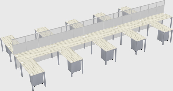 Shared l-shape cubicle