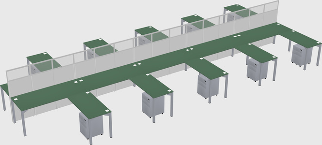 Shared l-shape cubicle
