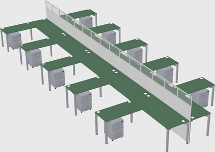 Shared l-shape cubicle
