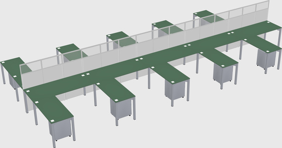 Shared l-shape cubicle