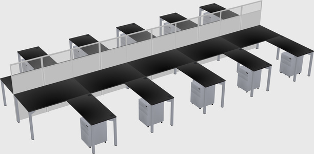 Shared l-shape cubicle