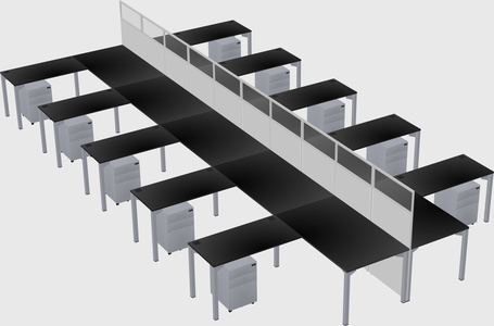 Shared l-shape cubicle