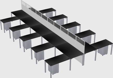 Shared l-shape cubicle